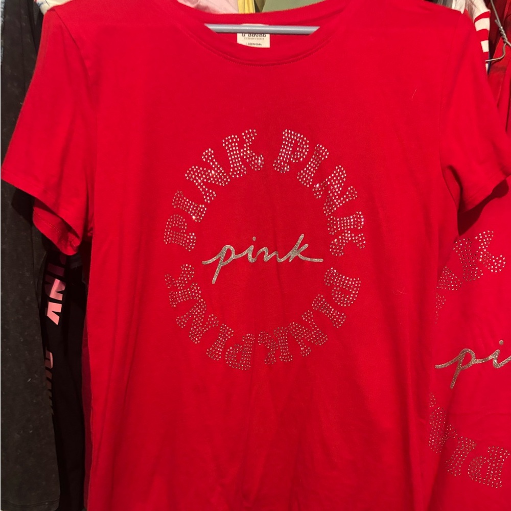 VS PINK SHIRT WITH RHINESTONES!!